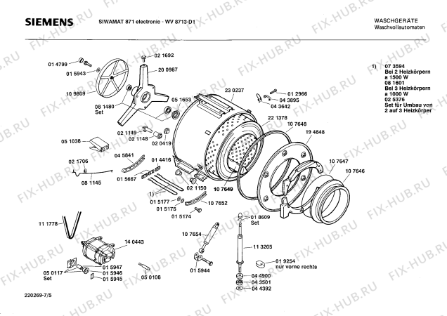 Взрыв-схема стиральной машины Siemens WV8713 SIWAMAT 871 ELECTRONIC - Схема узла 05