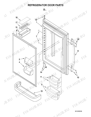 Схема №3 GB5525PEAW с изображением Ящичек для холодильника Whirlpool 482000006842