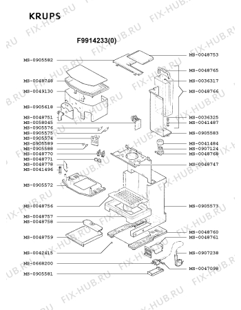 Взрыв-схема кофеварки (кофемашины) Krups F9914233(0) - Схема узла SP001871.2P2