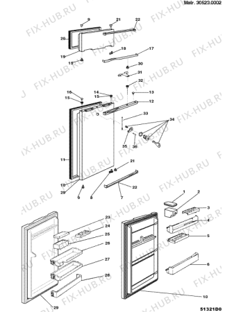Взрыв-схема холодильника Ariston DF240SIT (F006338) - Схема узла