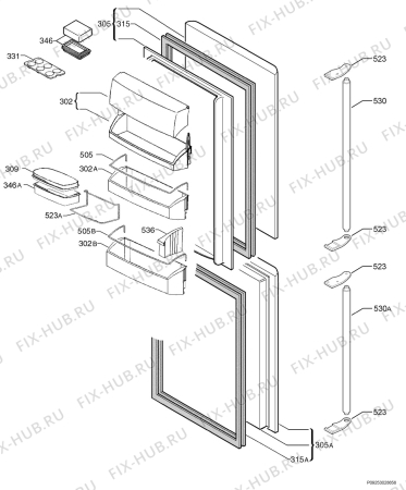 Взрыв-схема холодильника Aeg Electrolux S70278KG8 - Схема узла Door 003