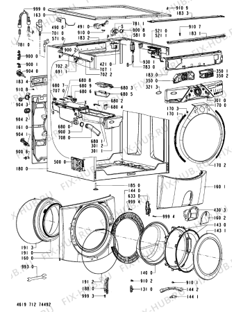 Схема №2 AWM 1008 с изображением Рукоятка для стиральной машины Whirlpool 480111101586