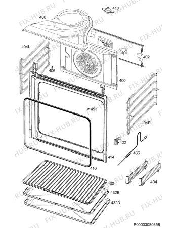 Взрыв-схема плиты (духовки) Electrolux EOB6631AAX - Схема узла Oven