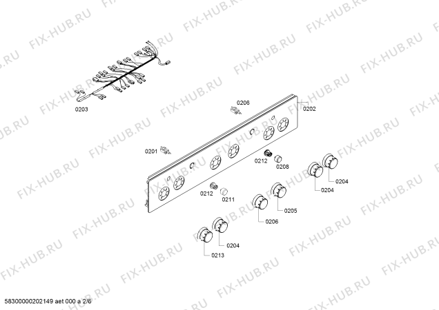 Взрыв-схема плиты (духовки) Bosch HGA23W225R - Схема узла 02