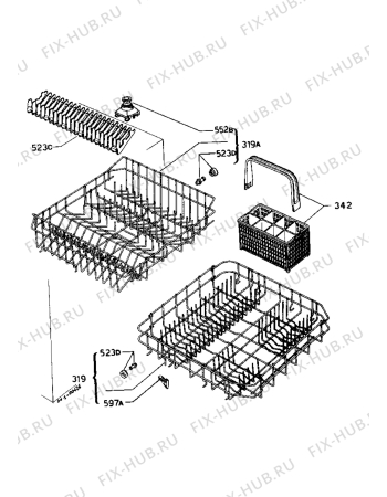 Взрыв-схема посудомоечной машины Zanussi ZW1420 - Схема узла Baskets, tubes 061