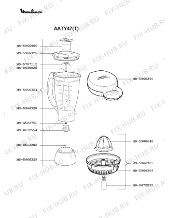 Взрыв-схема кухонного комбайна Moulinex AATY47(T) - Схема узла HP002633.3P2