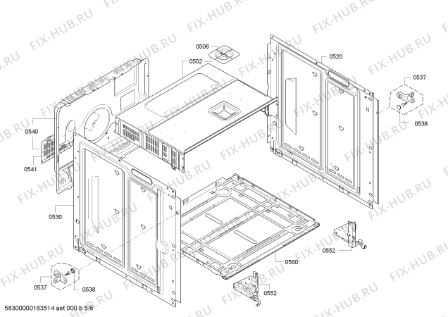 Взрыв-схема плиты (духовки) Siemens HB36GB650J - Схема узла 05