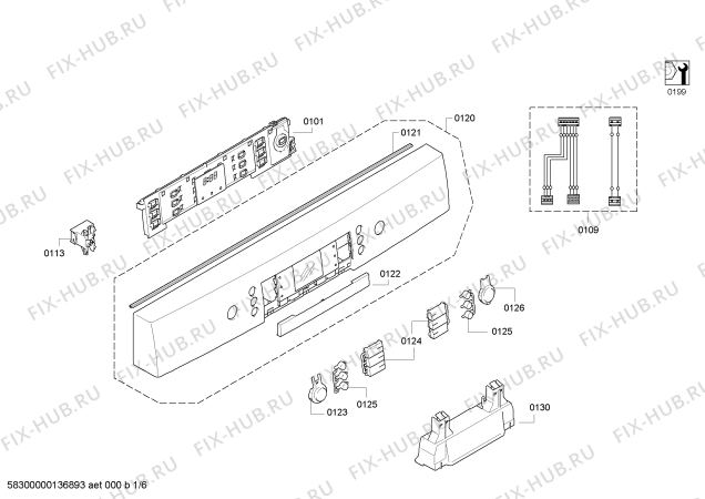 Схема №4 SMS85M02DE с изображением Передняя панель для посудомоечной машины Bosch 00669024