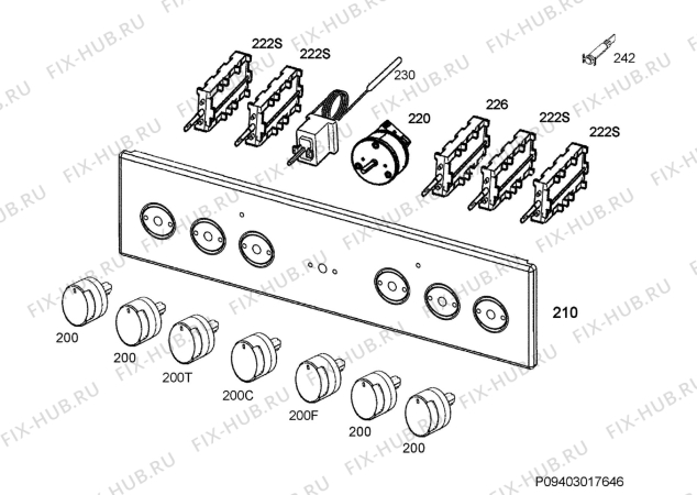 Взрыв-схема плиты (духовки) Electrolux EKC952503X - Схема узла Command panel 037