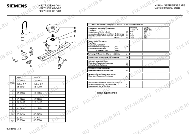 Взрыв-схема холодильника Siemens KS27R10IE - Схема узла 03