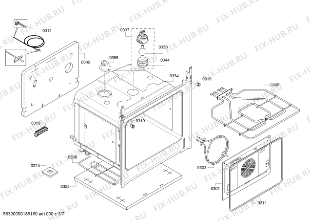 Взрыв-схема плиты (духовки) Bosch HCA754820 - Схема узла 03