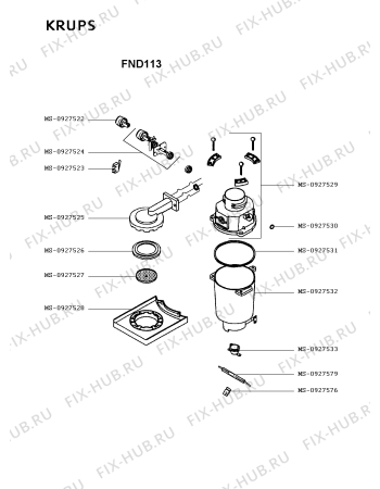 Схема №1 FND112(0) с изображением Кран пара и воды для электрокофемашины Krups MS-0927524