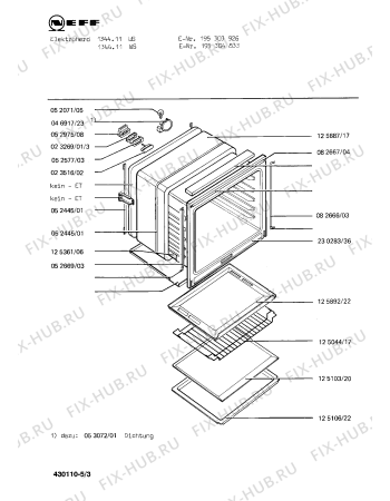 Взрыв-схема плиты (духовки) Neff 195303926 1344.11WS - Схема узла 03