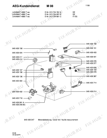 Схема №3 LAV4890T с изображением Ремешок для стиральной машины Aeg 8996454284200