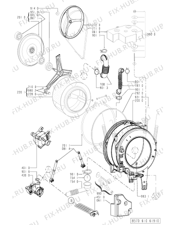 Схема №1 AWM 6100 с изображением Обшивка для стиралки Whirlpool 481245214101