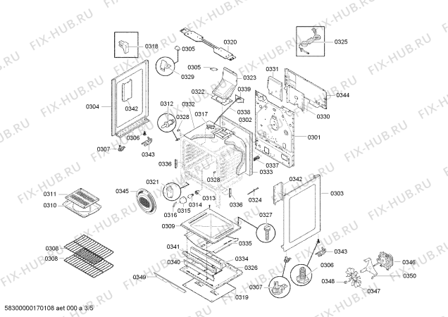 Взрыв-схема плиты (духовки) Bosch HGS5053UC - Схема узла 03