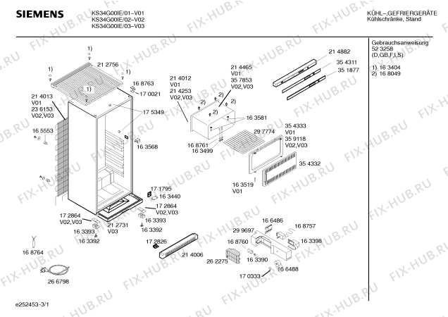 Схема №2 KS34G00IE с изображением Инструкция по эксплуатации для холодильной камеры Siemens 00523258