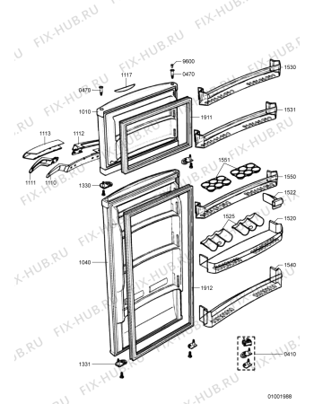 Схема №2 ARC 4020/IX с изображением Дверца для холодильной камеры Whirlpool 480132100939