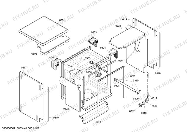 Взрыв-схема посудомоечной машины Siemens SE24E830II - Схема узла 03
