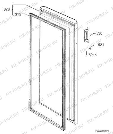 Взрыв-схема холодильника Electrolux EUC2324 - Схема узла Door 003