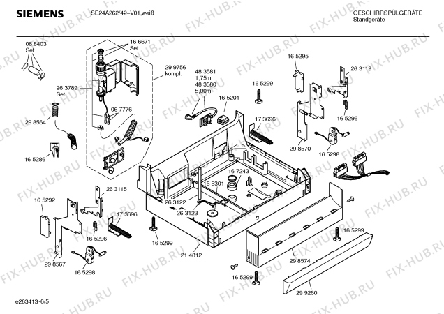 Взрыв-схема посудомоечной машины Siemens SE24A262 - Схема узла 05