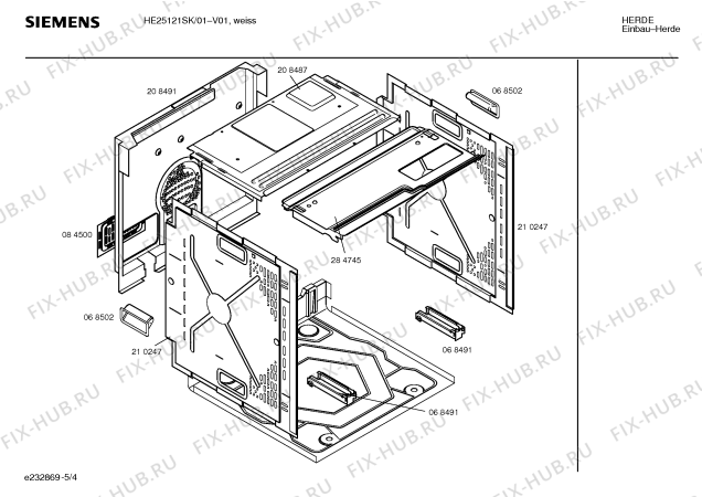 Взрыв-схема плиты (духовки) Siemens HE25121SK - Схема узла 04