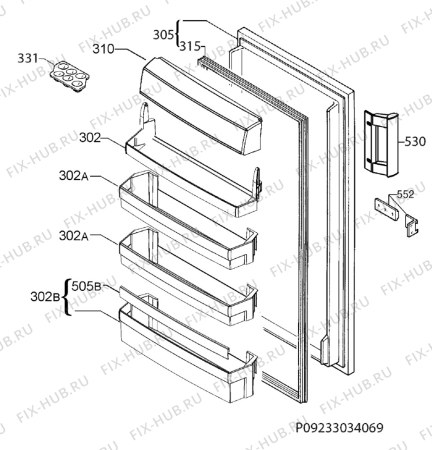 Взрыв-схема холодильника Aeg S32440KSS1 - Схема узла Door 003