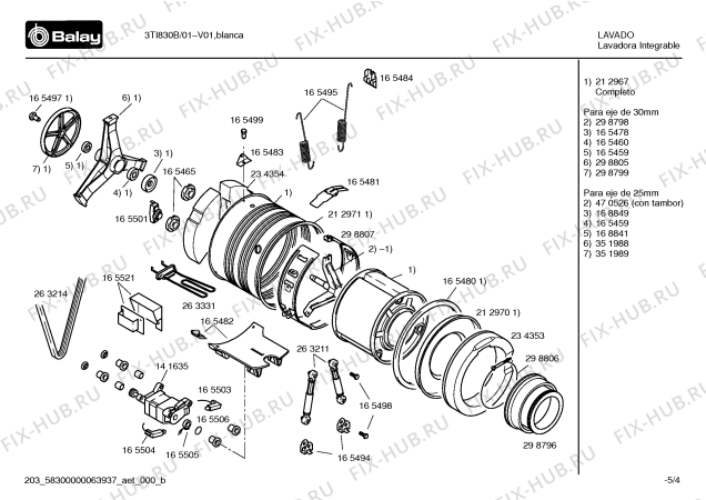 Схема №3 3TI830A с изображением Бак для стиральной машины Bosch 00212967