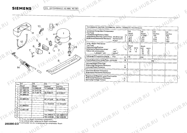 Взрыв-схема холодильника Siemens KG3300 - Схема узла 02