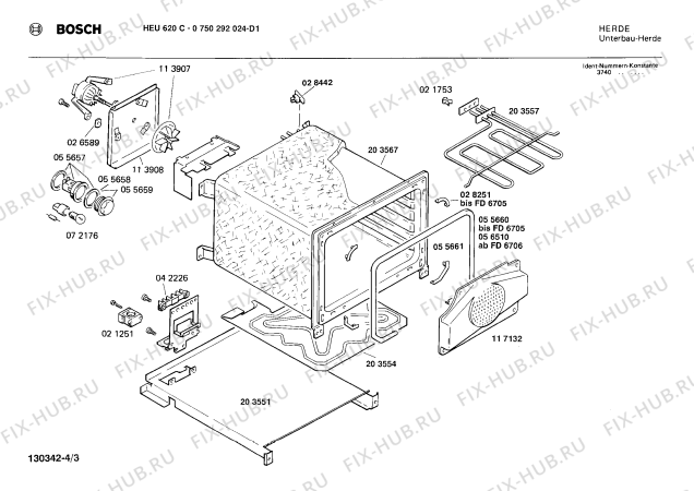 Схема №2 0750292024 HEU620C с изображением Панель для плиты (духовки) Bosch 00117410