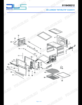 Схема №1 EO 20311 с изображением Элемент корпуса для духового шкафа DELONGHI GL1114