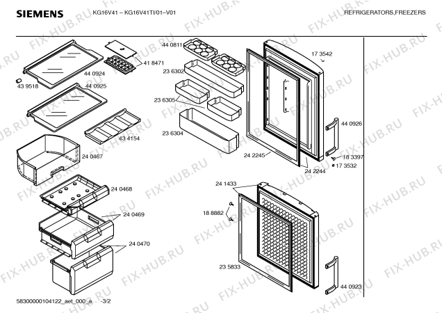 Взрыв-схема холодильника Siemens KG16V41TI - Схема узла 02