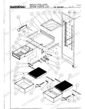 Схема №7 SK530062 с изображением Планка для холодильника Bosch 00233477
