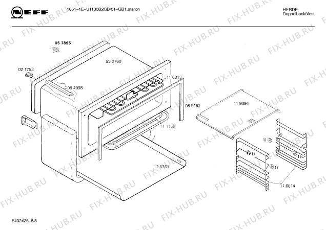 Схема №4 U1130B2GB 1051-1E с изображением Панель для электропечи Bosch 00286083