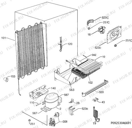 Взрыв-схема холодильника Zanussi ZBB6266 - Схема узла Cooling system 017