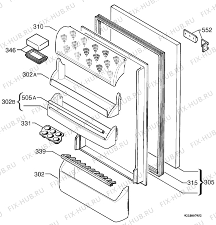 Взрыв-схема холодильника Zanussi ZI9225A - Схема узла Door 003
