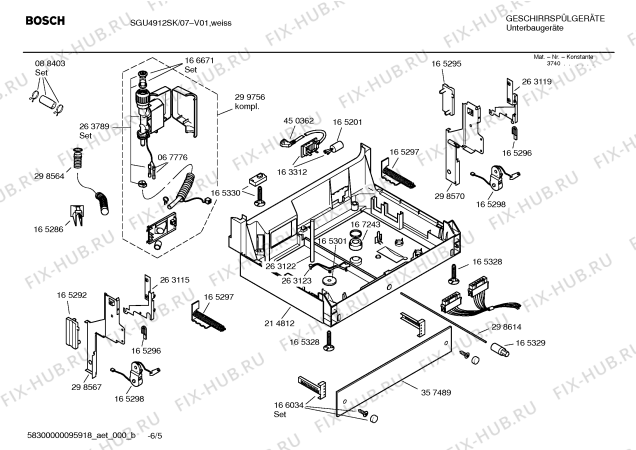 Взрыв-схема посудомоечной машины Bosch SGU4912SK Grand Prix - Схема узла 05