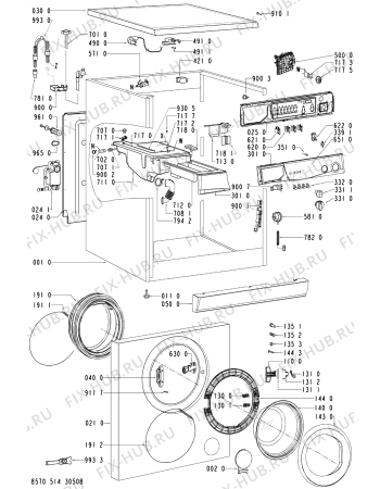 Схема №2 AWM 5140/5 с изображением Тумблер для стиралки Whirlpool 481228210259