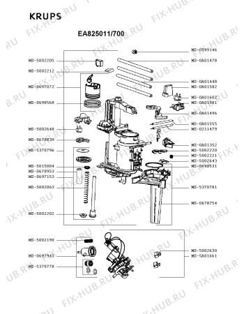 Взрыв-схема кофеварки (кофемашины) Krups EA825011/700 - Схема узла NP003875.9P3