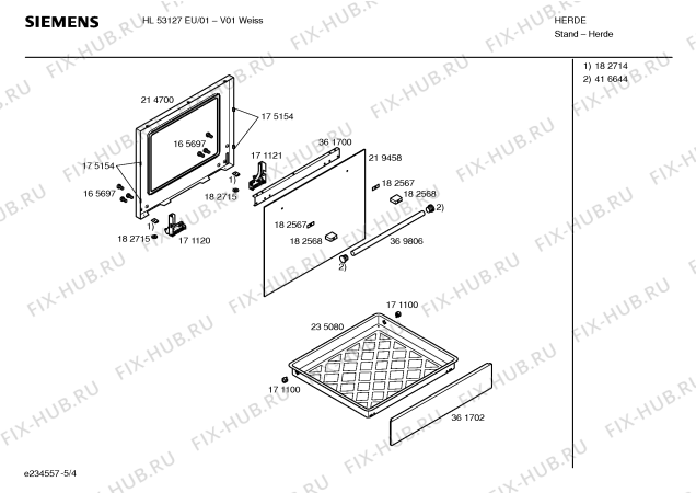 Взрыв-схема плиты (духовки) Siemens HL53127EU - Схема узла 04