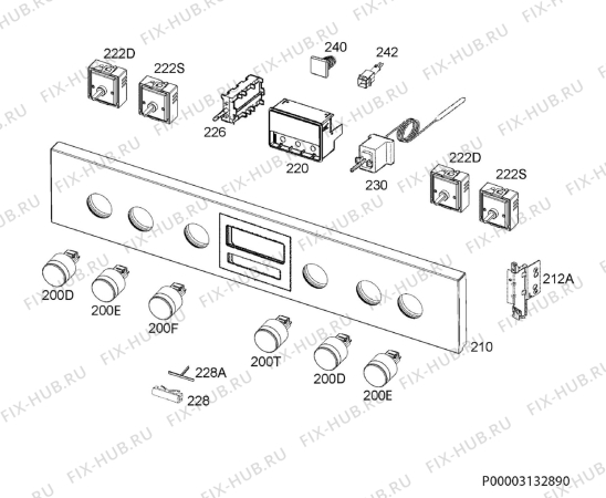 Взрыв-схема плиты (духовки) Zanussi ZOU35902XU - Схема узла Command panel 037