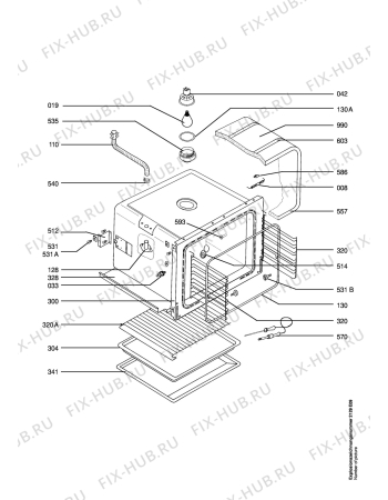 Взрыв-схема плиты (духовки) Aeg E81305-B - Схема узла Oven