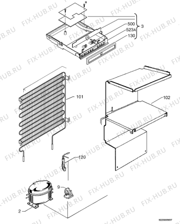 Взрыв-схема холодильника Electrolux EUT1256 - Схема узла Cooling system 017