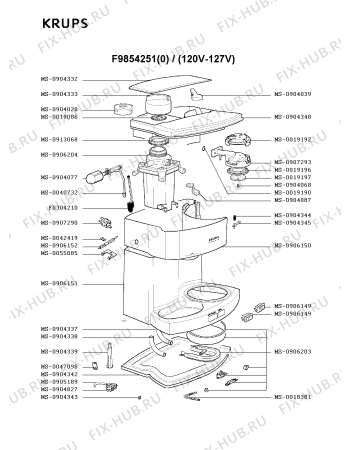 Взрыв-схема кофеварки (кофемашины) Krups F9854251(0) - Схема узла CP001866.0P2