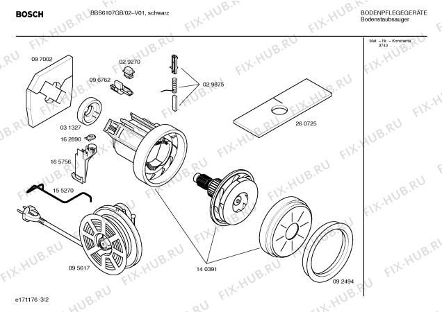 Взрыв-схема пылесоса Bosch BBS6107GB ACTIVA 61 - Схема узла 02