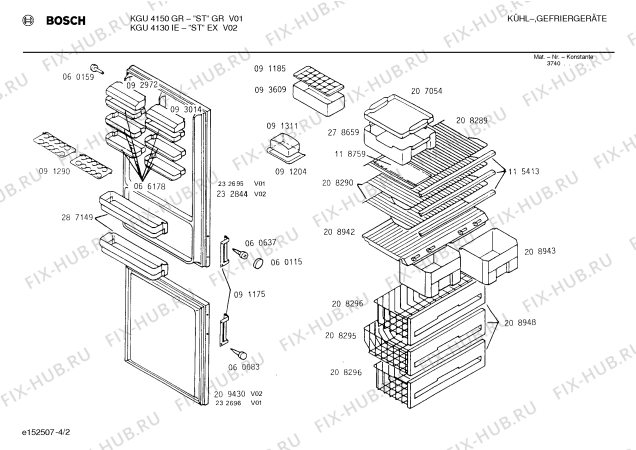 Схема №2 KG41U50GR с изображением Решетка для холодильной камеры Siemens 00208290