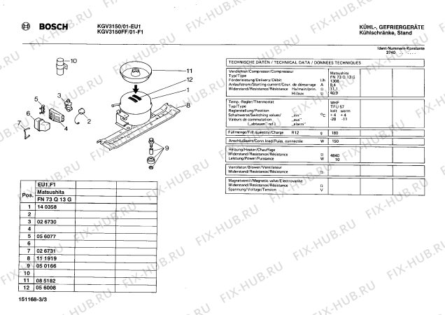 Взрыв-схема холодильника Bosch KGV3150 - Схема узла 03