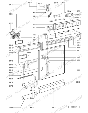 Схема №1 GSIP 6598 WS с изображением Блок управления для посудомоечной машины Whirlpool 481221479224
