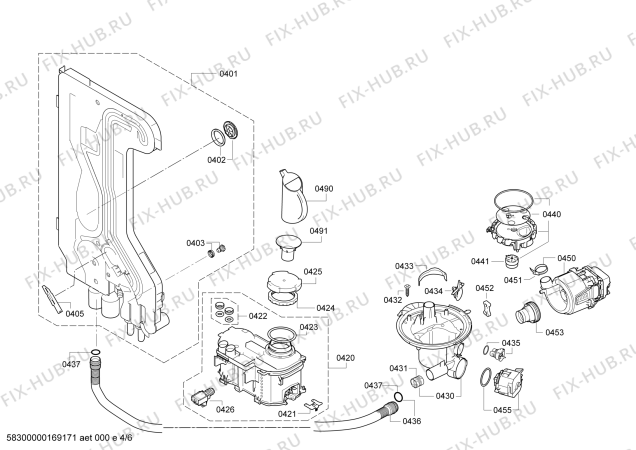 Взрыв-схема посудомоечной машины Siemens SN58L550DE Extraklasse - Схема узла 04