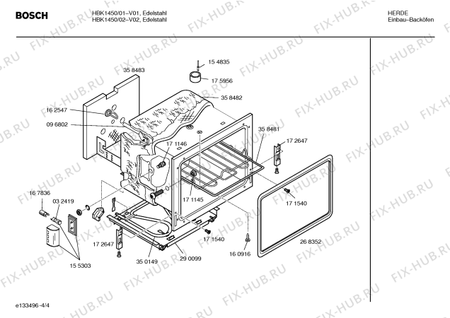 Схема №2 HBK1460 с изображением Инструкция по эксплуатации для плиты (духовки) Bosch 00525325